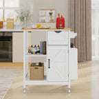 Kitchen Island Cart with Mobile Storage Cabinets - MDF & Metal