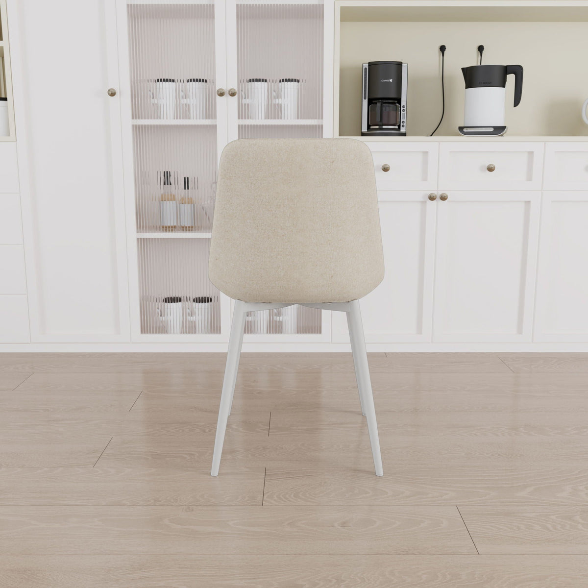 Modern Kitchen Dining Chairs Set of 4 with Linen Padding - Beige