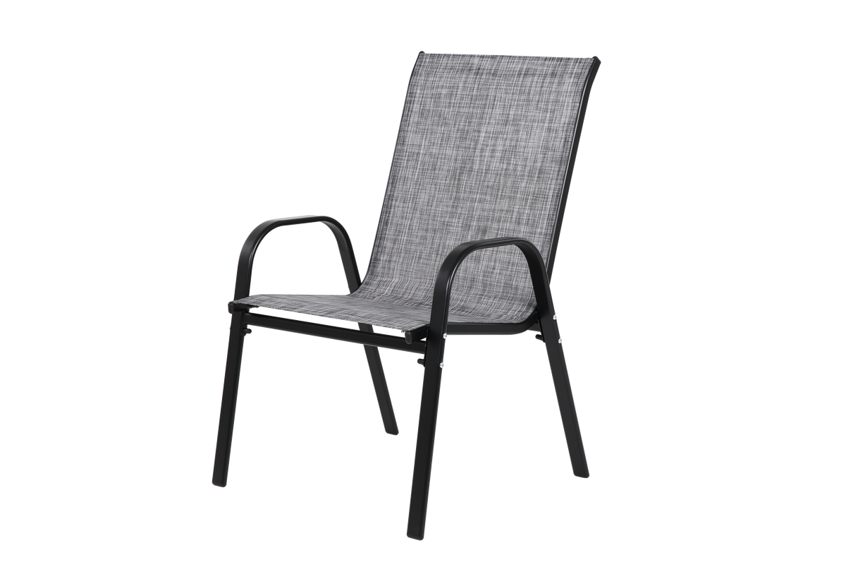 Grey Patio Chairs 4 Piece Set with Breathable Textilene Fabric - Grey
