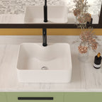 Modern Ceramic Rectangular Vessel Bathroom Sink with Sleek Design - White