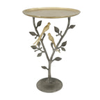 Metal Dual Bird Side Table with Round Tray - Gold