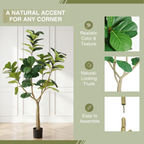 6FT Artificial Fiddle Leaf Fig Tree with Realistic Green Leaves - Black Pot