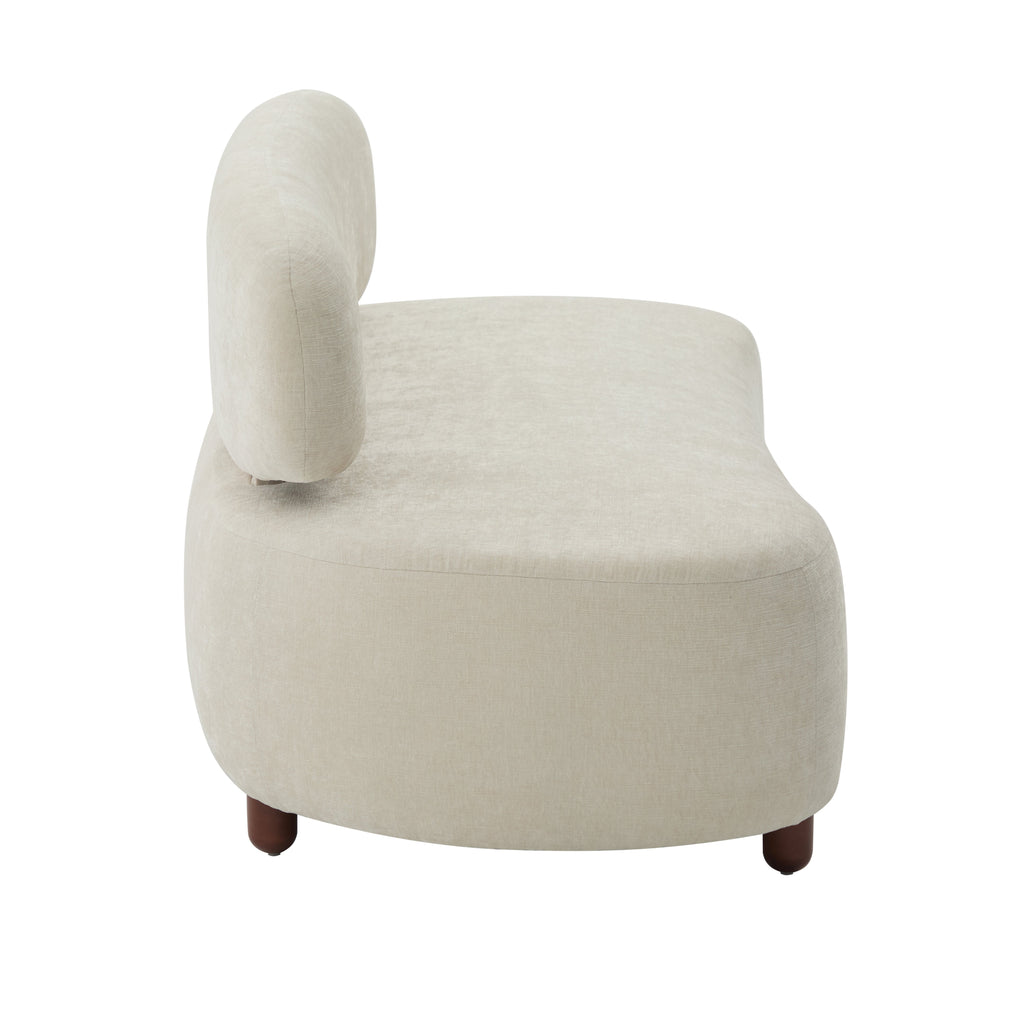 Modern Curved Upholstered Chenille Sofa with Wood Frame - Beige or Nomad