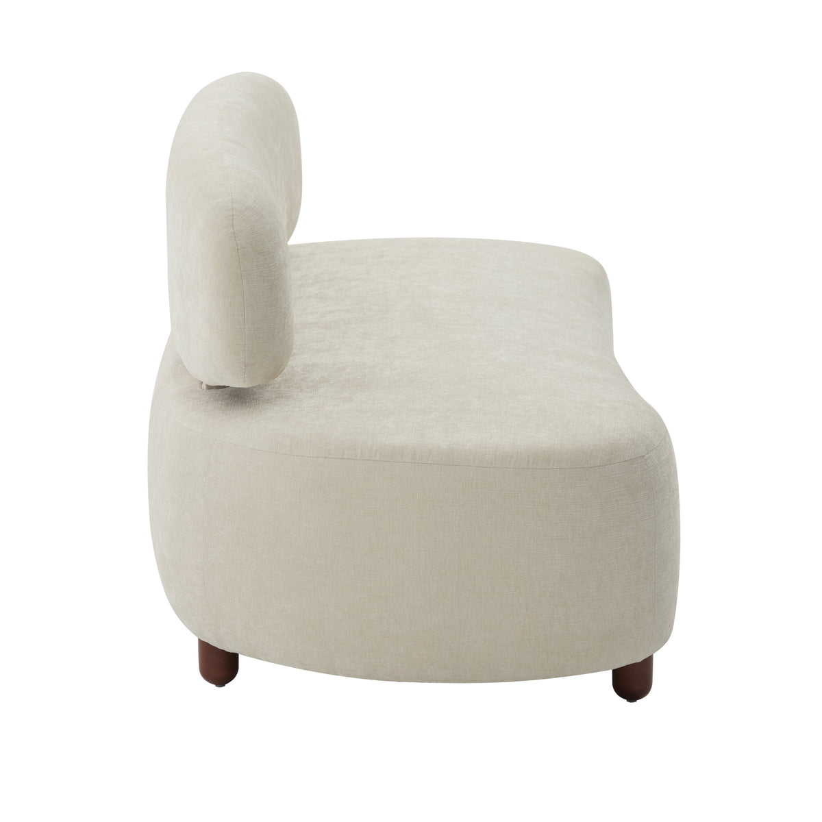 Modern Curved Upholstered Chenille Sofa with Wood Frame - Beige or Nomad