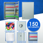 Adjustable Key Cabinet with Lock - Multiple Sizes, Gray or Black