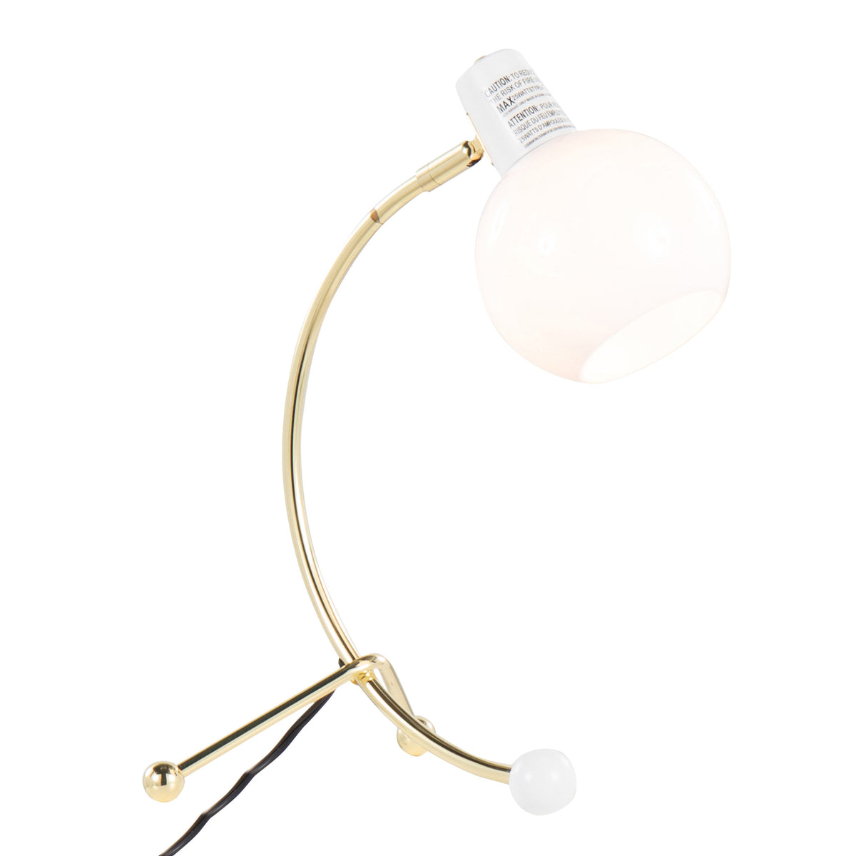 Eileen Contemporary Task Lamp with Adjustable Neck - Gold Metal and White Shade