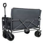 3-in-1 Convertible Folding Wagon Cart with Bench Seat & Storage - Gray