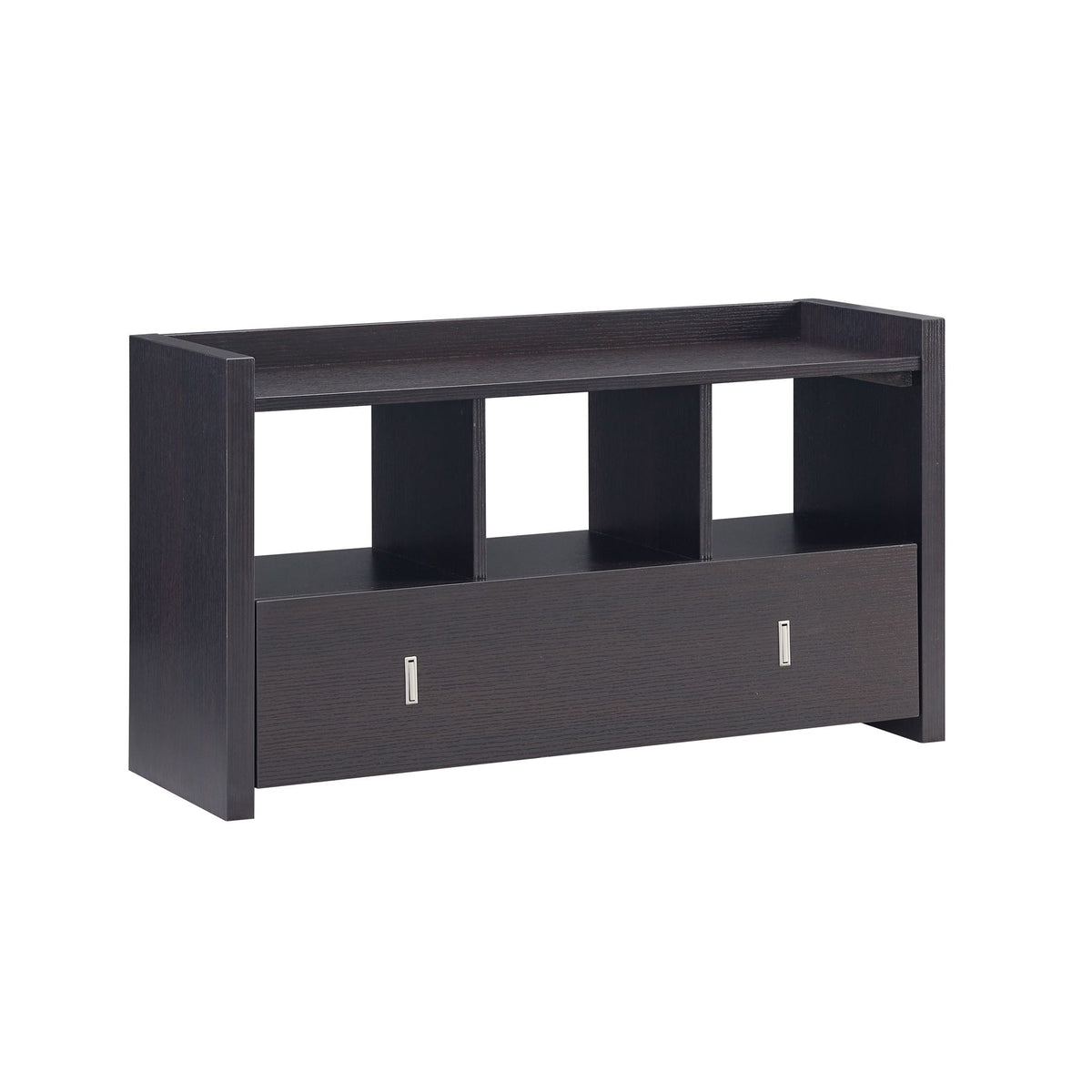Dark Brown Shoe Entry Bench with Three Shelves and Drawer
