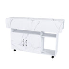 Multi Functional Folding Table with Storage Shelves and Wheels - Light Brown or Dark Brown