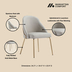 Upholstered Dining Chair with High-Density Foam - Beige, Gray, or White