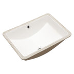 European Style Ceramic Rectangular Undermount Bathroom Sink with Overflow - White