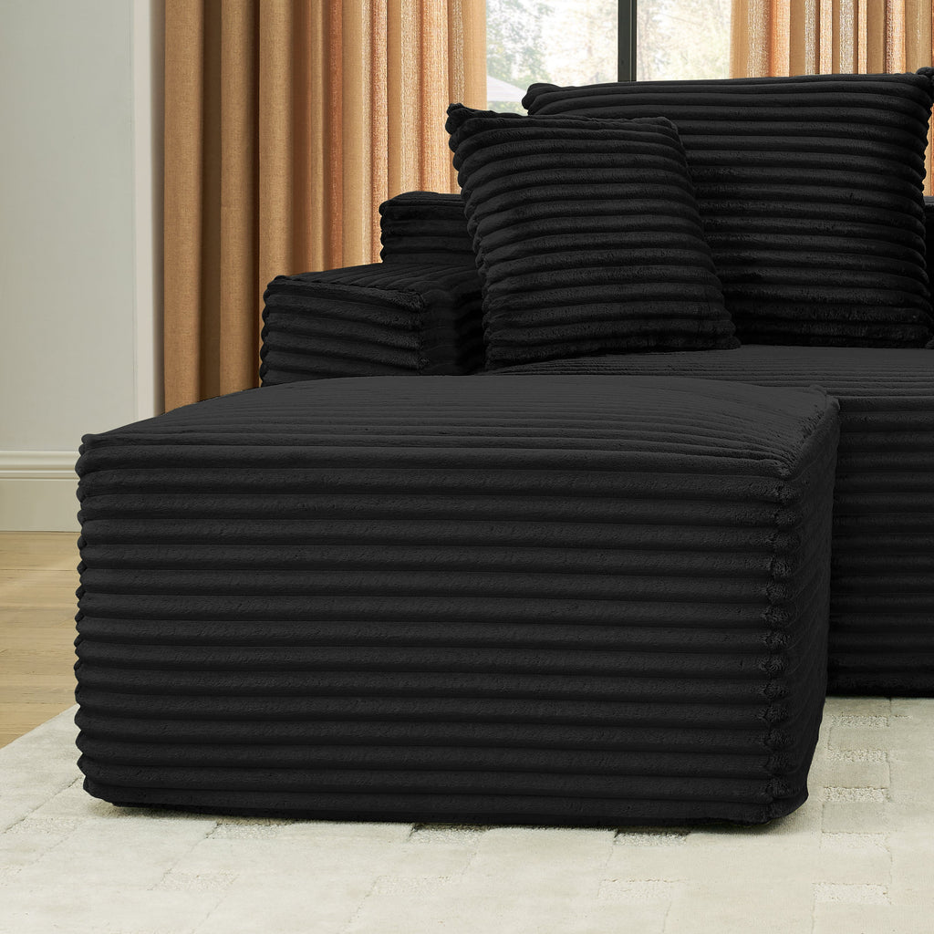 115" Comfy U-Shaped Sectional with Chaise and Ottoman - Corduroy