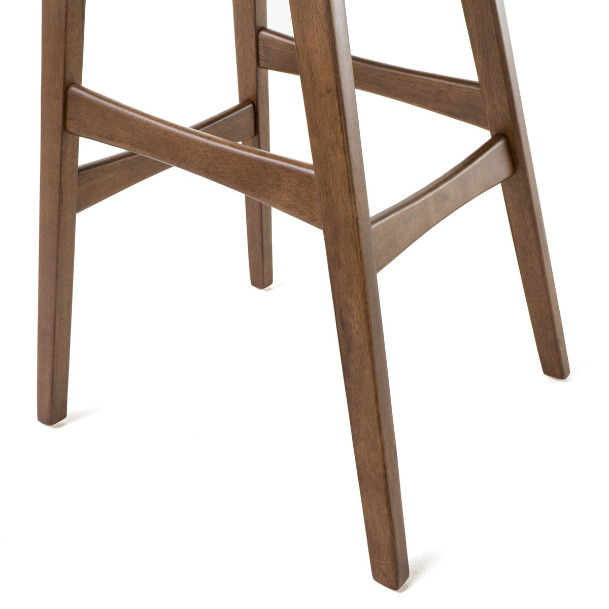 Mid Century Modern Bar Stool Set with Upholstered Seating - Beige or Dark Gray