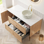 MUNIN 48" Bathroom Vanity with Ceramic Sink - Oak Finish