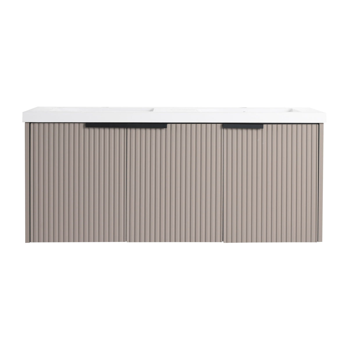 Contemporary Wall Mounted Bathroom Vanity with Double Resin Sink - Light Blue, White, Pearl Silver