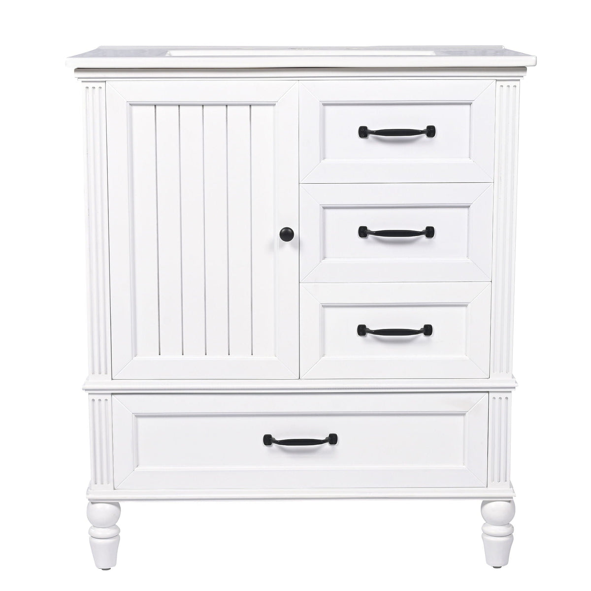 30" Bathroom Vanity with Sink and Soft-Close Drawers - White or Black