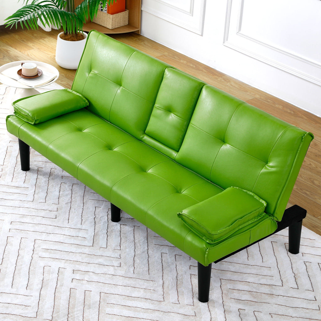 Foldable Sofa Bed with Cup Holder and Solid Wood Frame - Multiple Colors