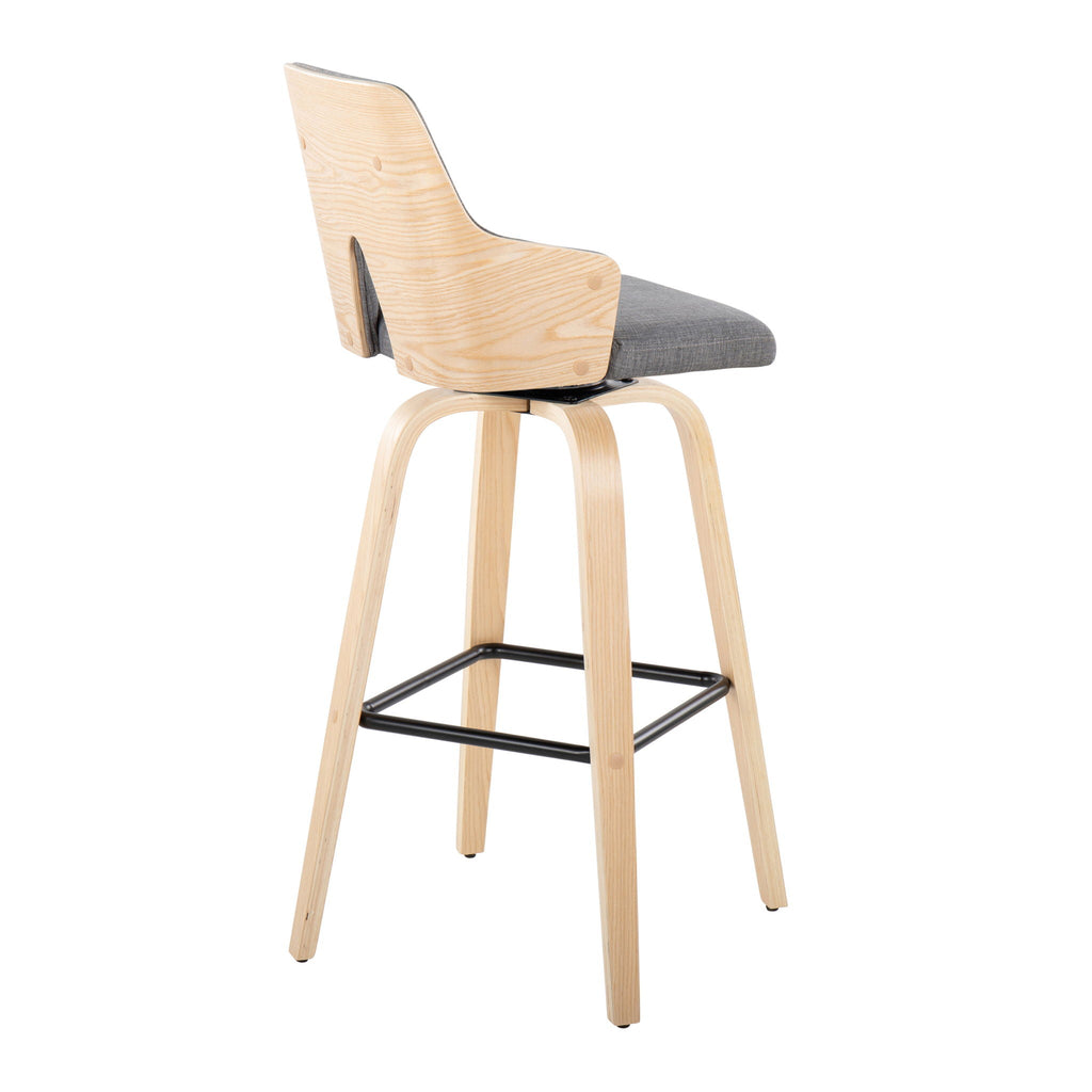 Stella Contemporary Fixed Height Barstool Set with Swivel Square Footrest - Dark Gray or Beige