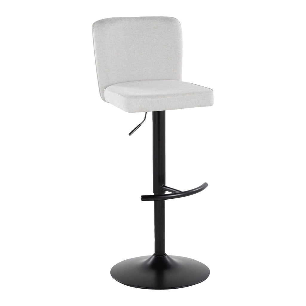 Contemporary Adjustable Barstool Set with Swivel and Rounded T Footrest - Black, White, Beige