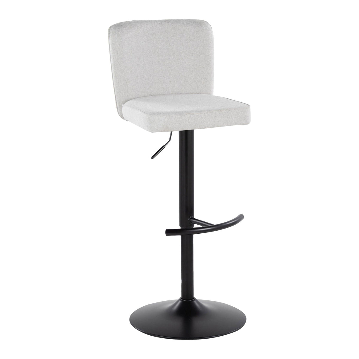 Contemporary Adjustable Barstool Set with Swivel and Rounded T Footrest - Black, White, Beige