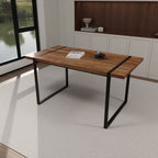 Rectangular Wood Dining Table with Metal Legs - 4 to 6 Person Capacity