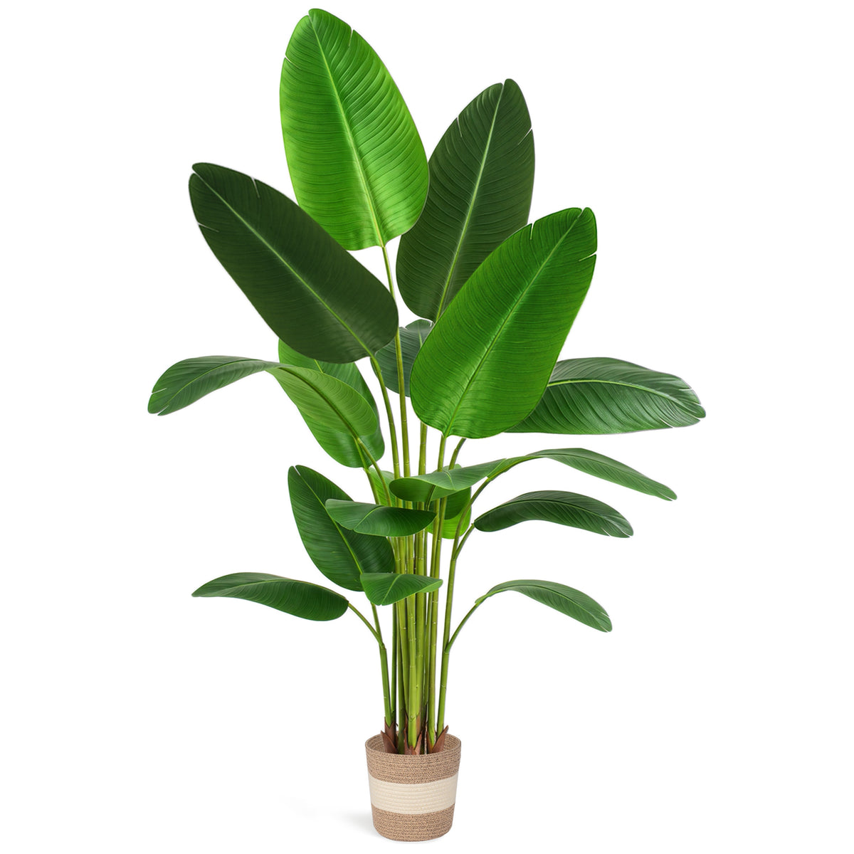 Bird of Paradise Artificial Plant with Faux Banana Leaves - 6 Ft Tall