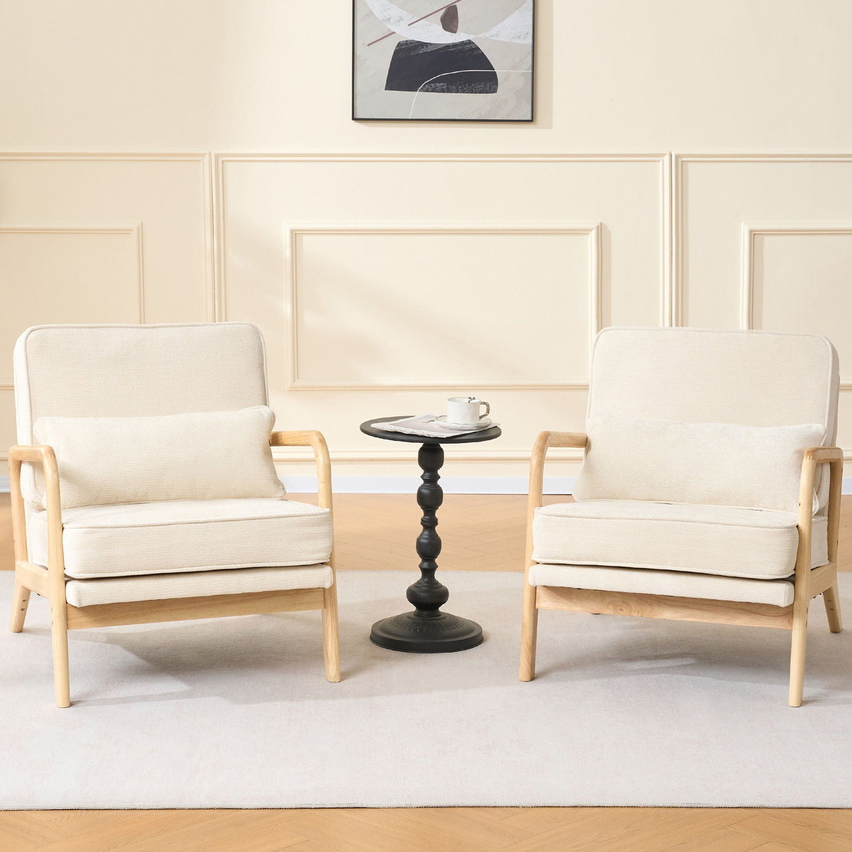 Upholstered Living Room Chair with Curved Armrests - Choice of Color