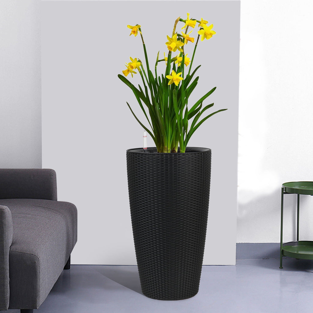 Tall Planters Set with Auto Watering and Water Level Monitor - Polypropylene