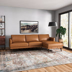 Light Brown L-Shaped Sectional Sofa with Solid Eucalyptus Wood Frame
