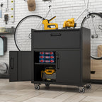 Sturdy Metal Tool Cabinet with Drawer & Locking Doors - Mobile Garage Storage