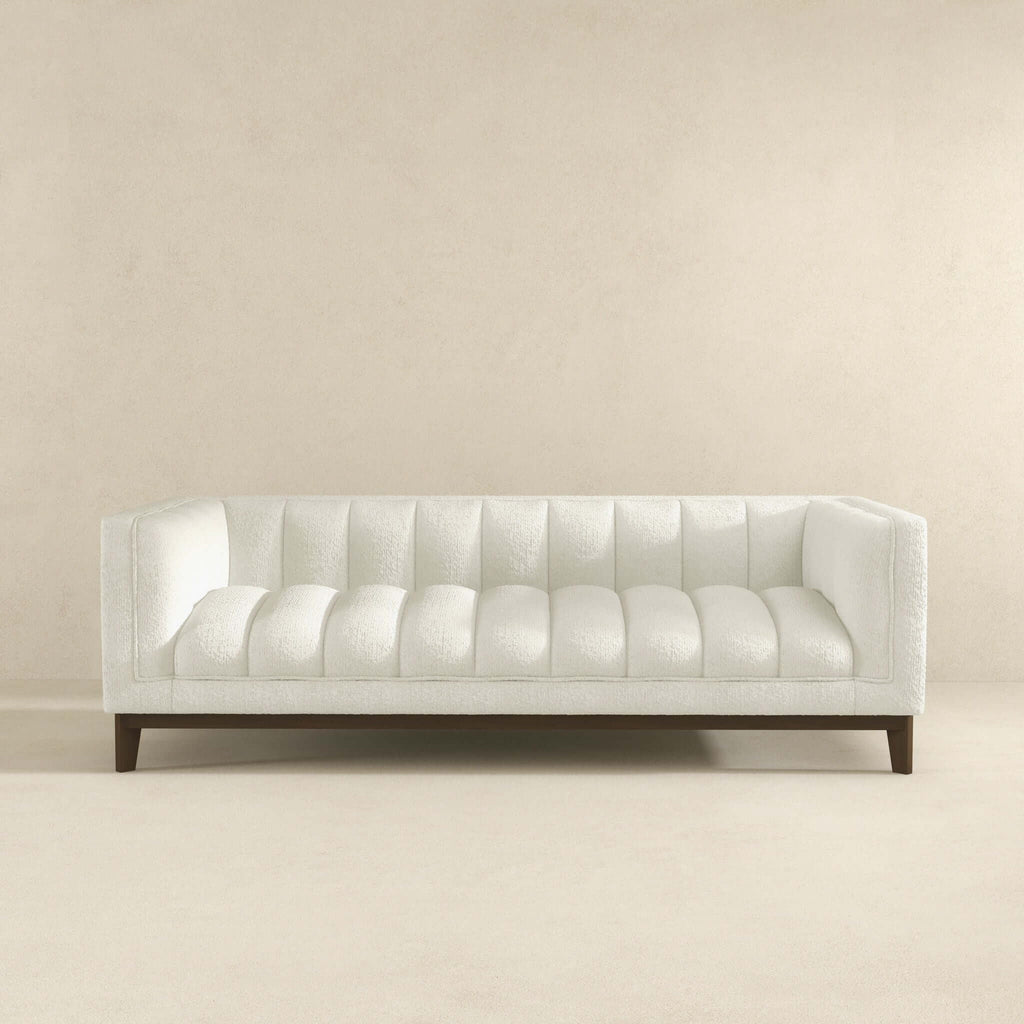 Mid Century Modern Sofa with Pet-Friendly Upholstery - White, Green, Orange
