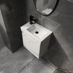 Modern Bathroom Vanity with Ceramic Basin and Storage Cabinet - Light Brown, Black, or White