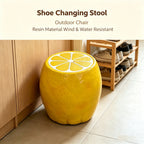 Yellow Lemon Fruit Stool with Playful Resin Design - Yellow