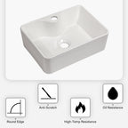 Modern Ceramic Rectangular Vessel Bathroom Sink with Sleek Design - White