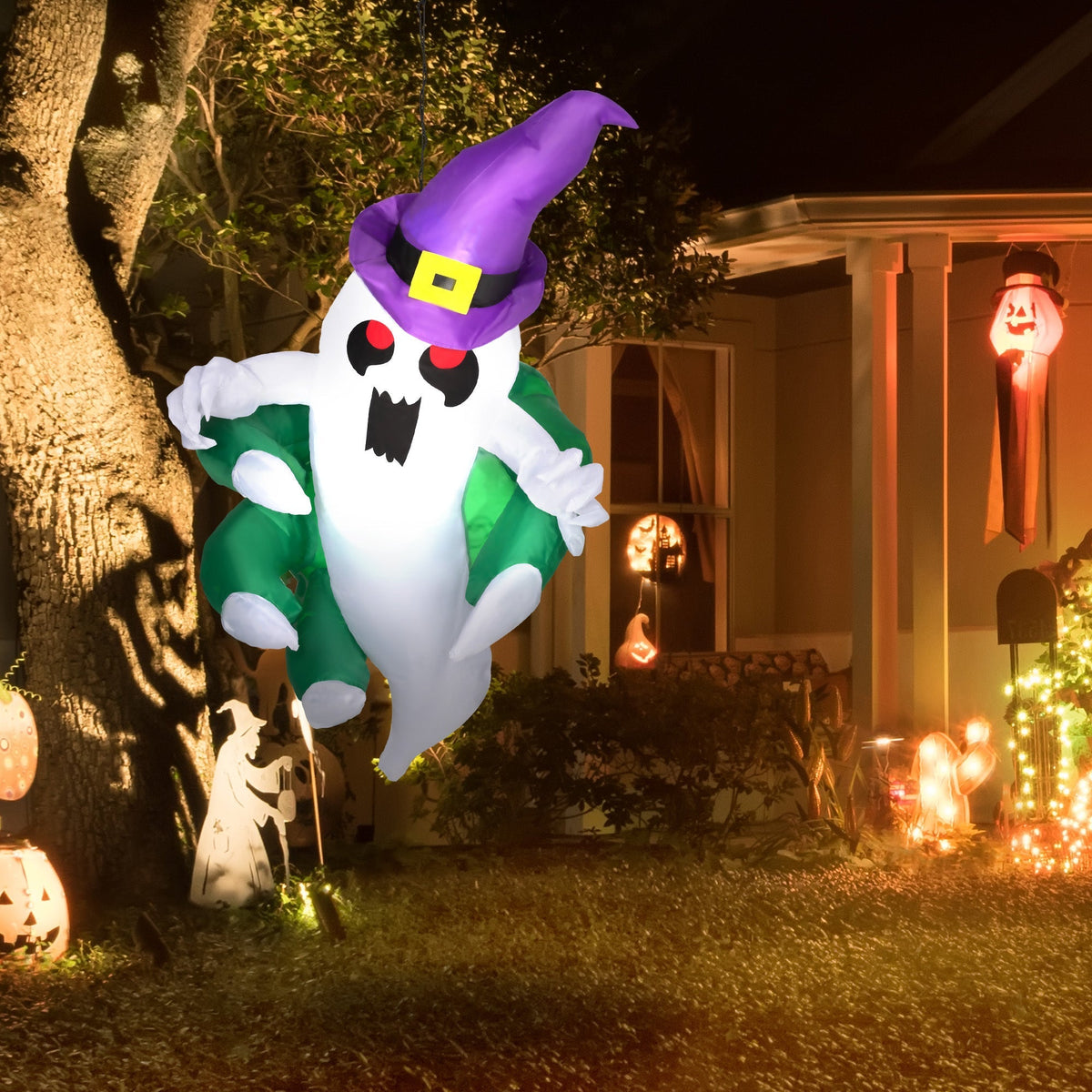 4ft Animated Inflatable Ghost with LED Illumination - Multicolor