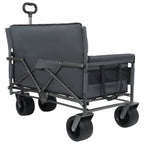 3-in-1 Convertible Folding Wagon Cart with Bench Seat & Storage - Gray
