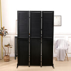 Rustic 3 Panel Room Divider with Metal Frame - Black or Light Brown