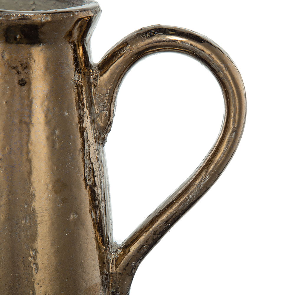 Gold Terracotta Pitcher Vase with Durable Ceramic Construction - Gold