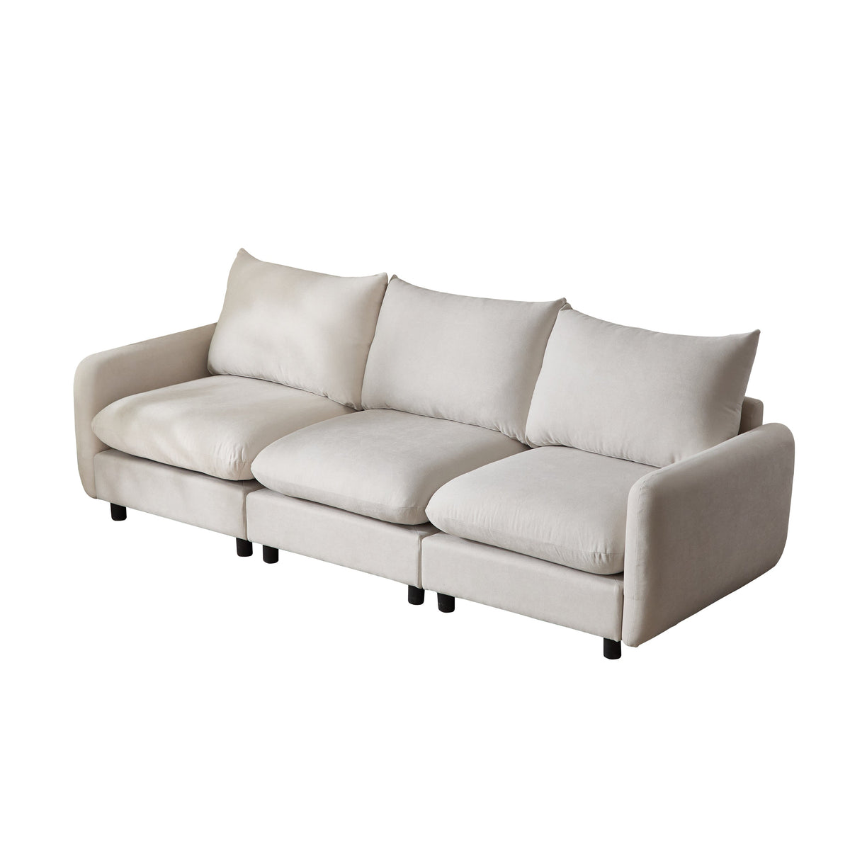 99 in. Modular 3-Piece Sectional Sofa Couch with Eucalyptus Frame - White, Nomad, or Camel