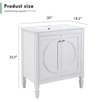 30" No Assembly Needed Vintage Bathroom Vanity with Spacious Storage - Vintage Finish