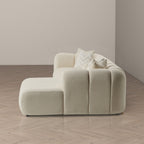 Modern Tufted Right Sectional Sofa with Toss Pillows - Ivory