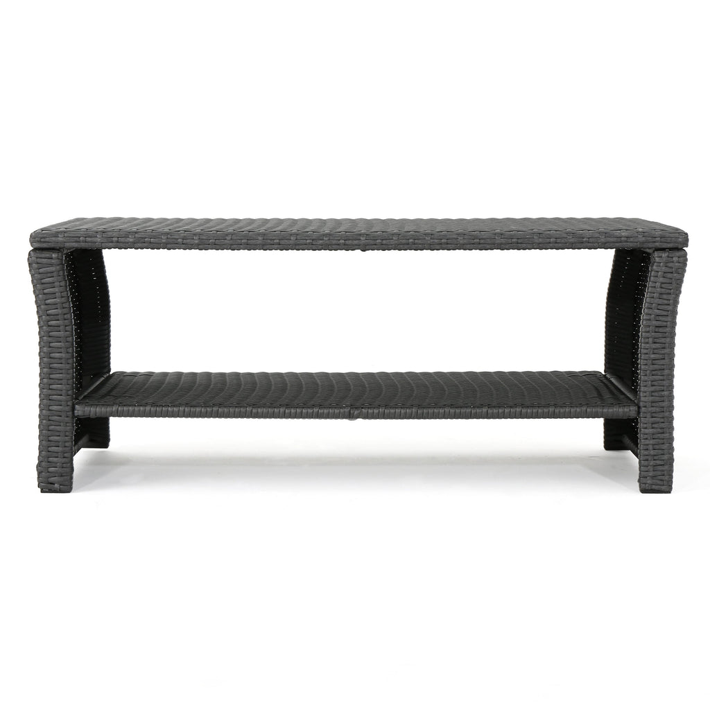 St Lucia Outdoor Dining Table with Open Shelf Storage - Grey