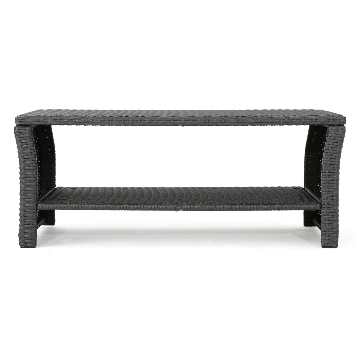 St Lucia Outdoor Dining Table with Open Shelf Storage - Grey