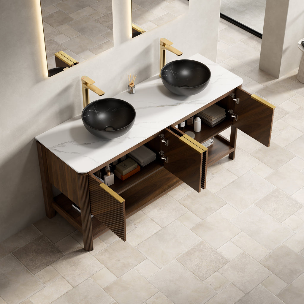 Indigo 60" Bathroom Vanity with Sinter Stone Countertop - Indigo