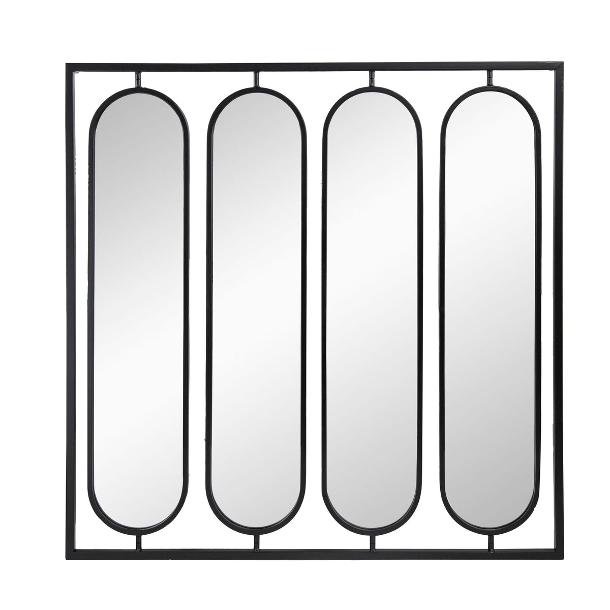Large 4 Oval Wall Mirror with Square Frame - Black