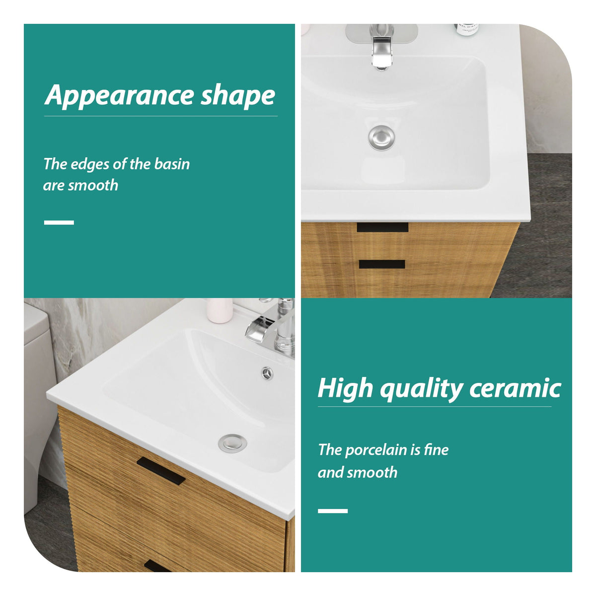 Rectangular Single Vanity Top with Overflow - White Ceramic