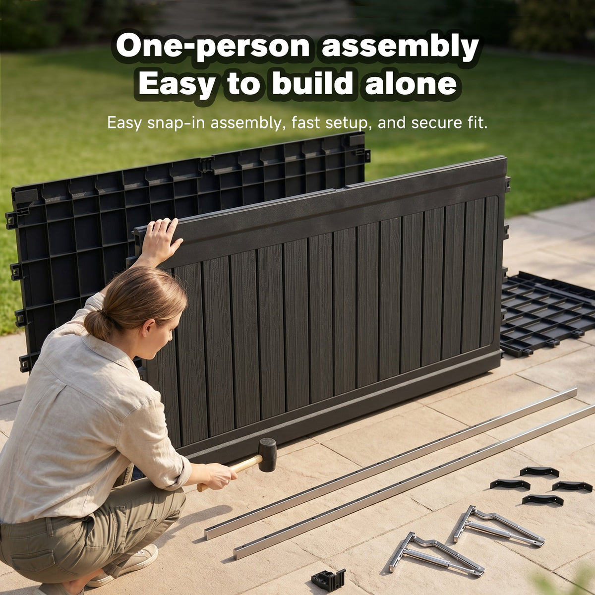 260 Gallon Large Outdoor Storage Deck Box with Lockable Lid - Black