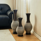 Tall Designer Floor Vase with Elegant 2 Tone - White or Dark Brown