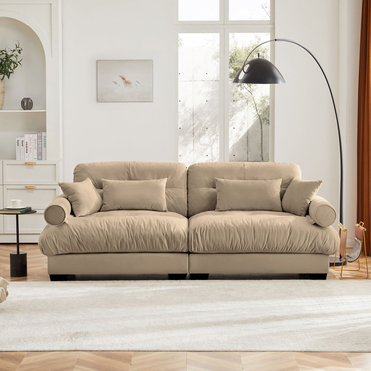 Modern Oversize Sofa with Cloud-Like Comfort - Fabric Stationary Sofa