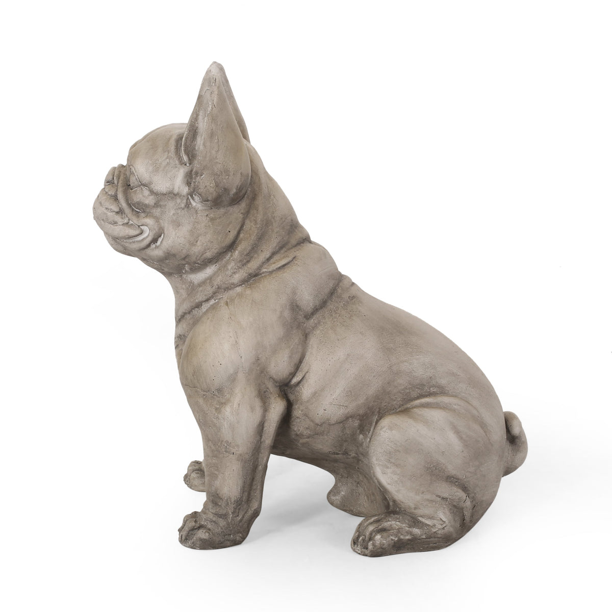 French Bulldog Garden Sculpture with Weather-Resistant Finish - Gray